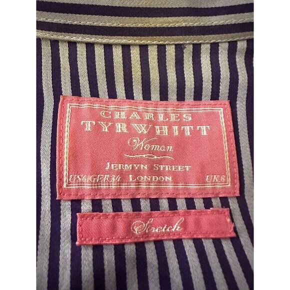 Charles Tyrwhitt Woman Jermyn Street US Size 6 Purple Striped Button Down Shirt - Picture 12 of 13